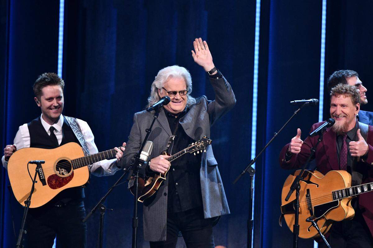 Ricky Skaggs, center, and Kentucky Thunder perform at the 52nd annual CMA Awards at Bridgestone Arena on Nov. 14 in Nashville.