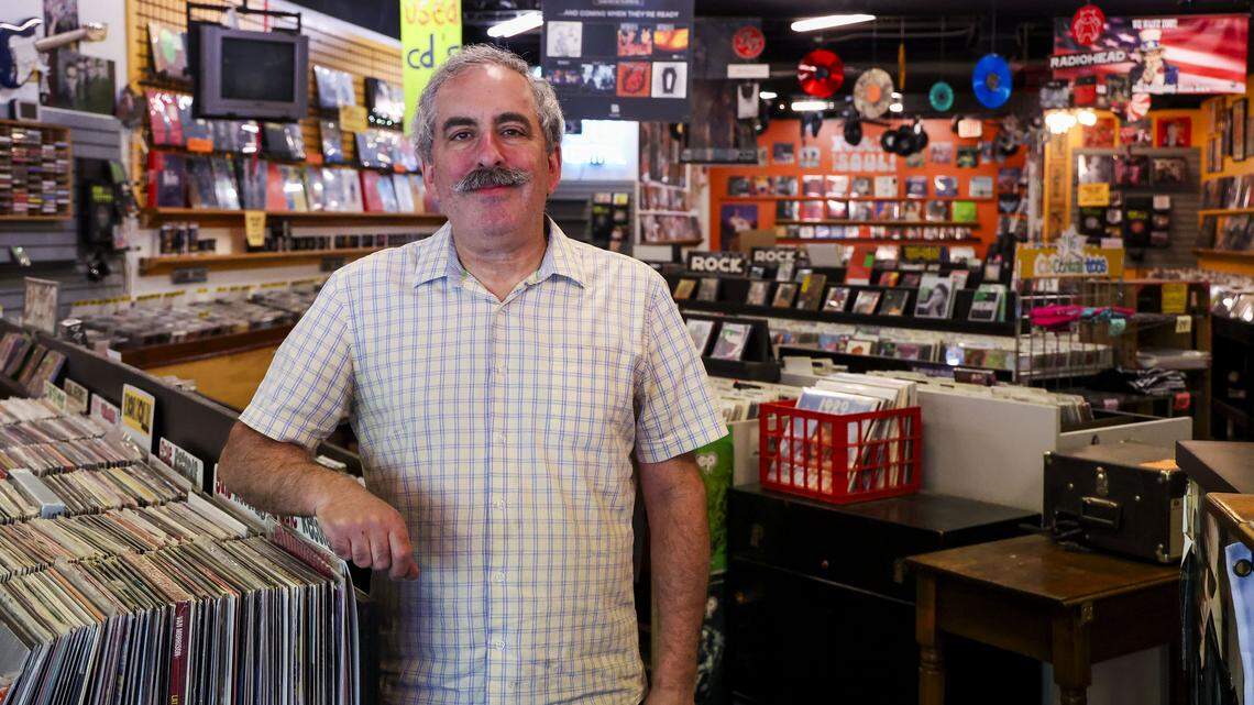 CD Central owner Steve Baron, in his South Limestone record store, Wednesday, August. 27, 2025 in Lexington, Ky. Baron has owned the music shop for more than 30 years but has decided to retire, selling the business to new owners who plan to reopen with a new name, Cut Corner Records.