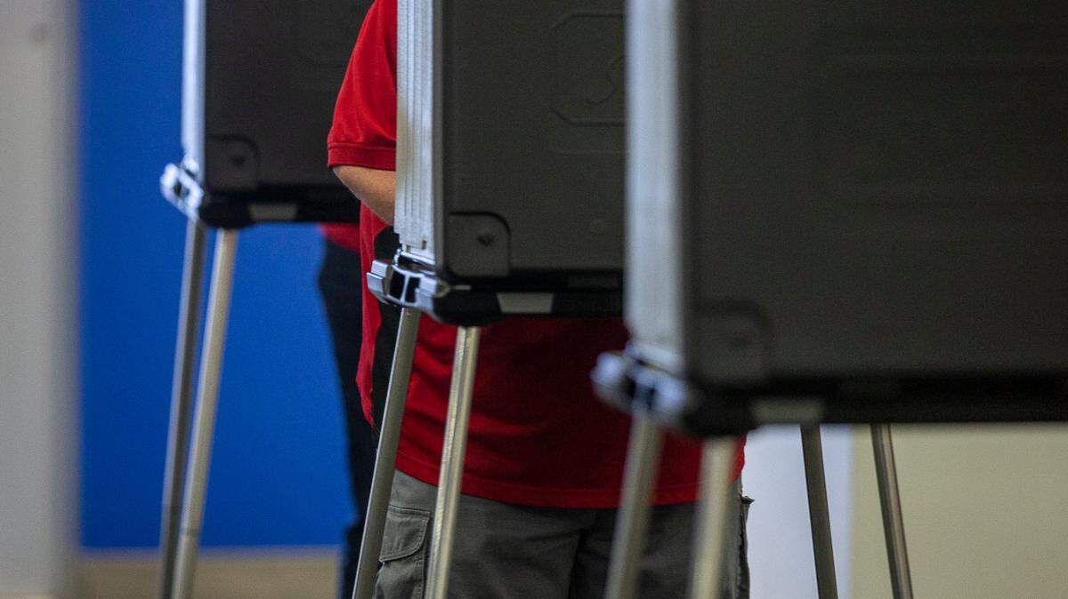 A Fayette County voter fills out their ballot at Kroger Field in Lexington, Ky., on Tuesday, June 23, 2020.