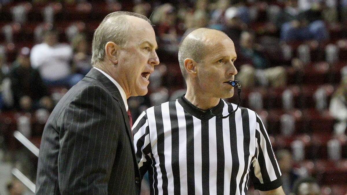 Mississippi State Coach Ben Howland argued a call with referee John Hampton during a game against Alabama in Starkville, Miss., on Feb. 2, 2016.