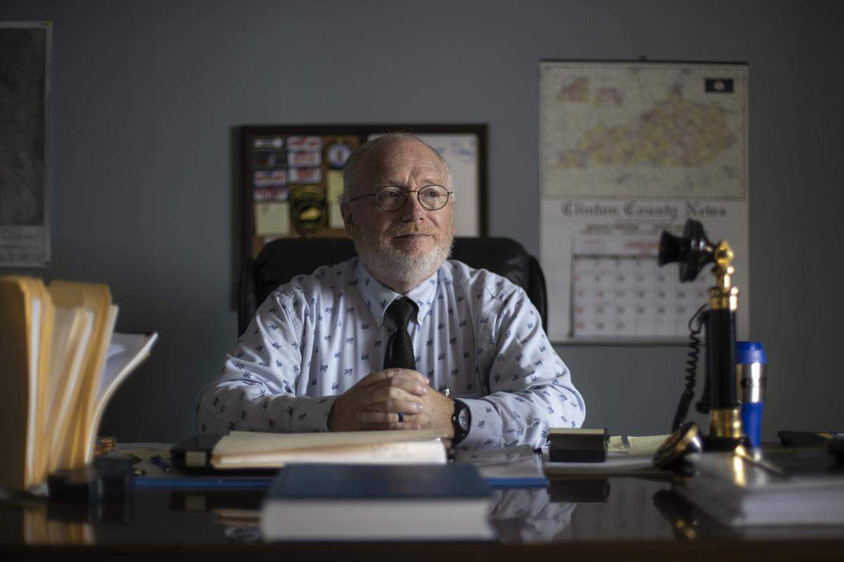 Albany Mayor Steve Lawson poses for a portrait at his office in Albany, Ky.