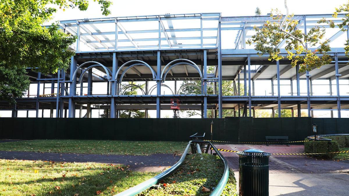 Keeneland’s new Paddock Building, which includes a new East Gate entrance, is under construction at the horse racing track on Oct. 23. The 2024 Fall Meet was held at full capacity while construction continued on the Paddock Building and other projects at Keeneland.