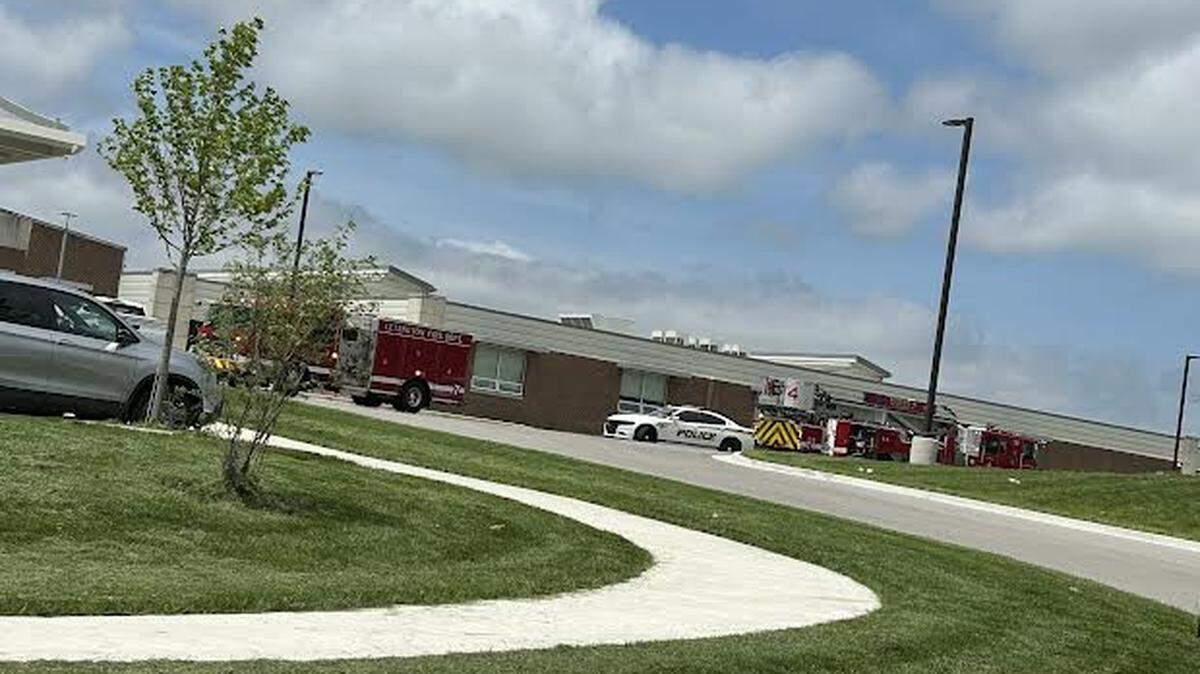 Emergency officials investigated a possible freon leak at Lexington’s Tates Creek Middle School Wednesday, May 8, 2024 while students were evacuated/photo provided