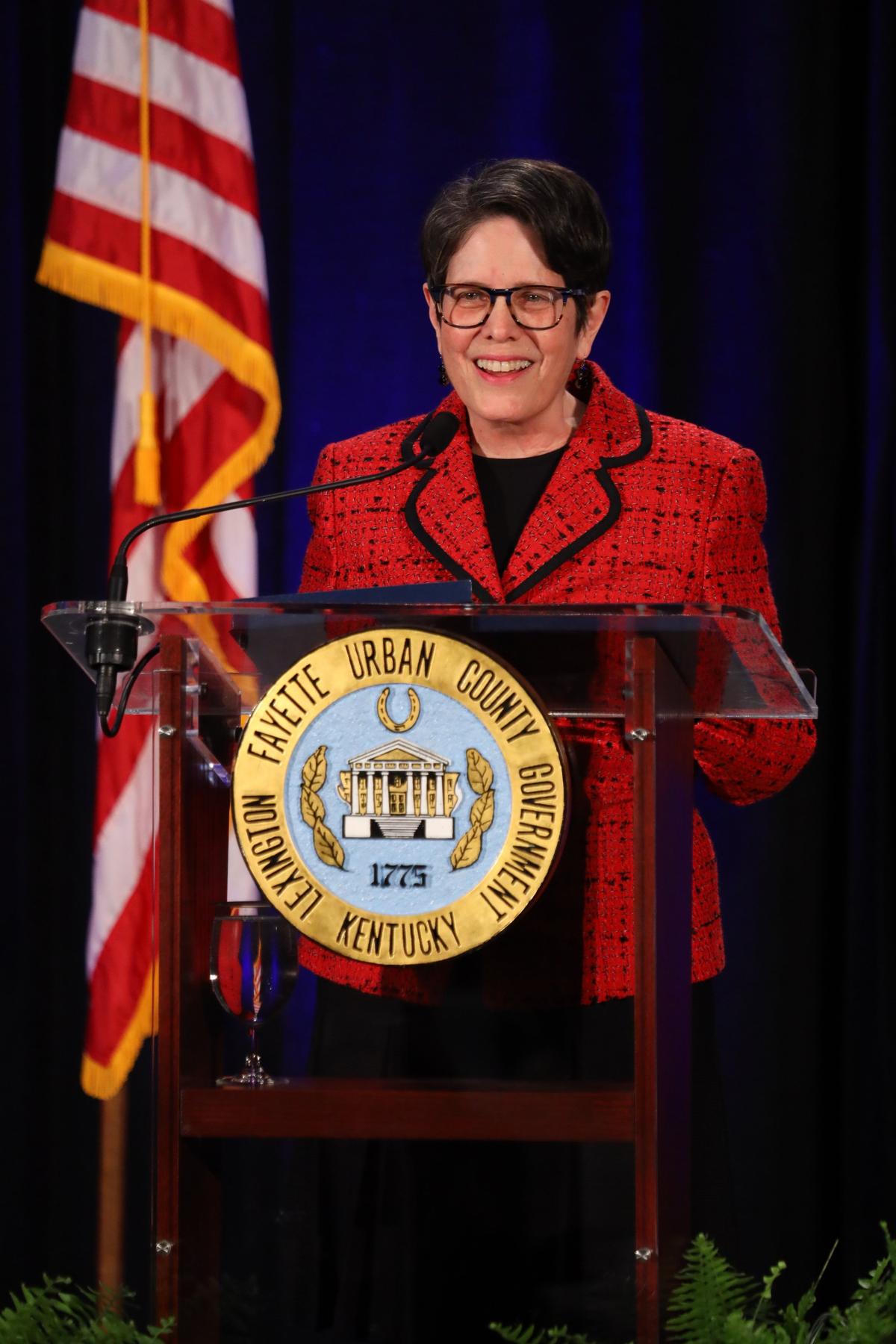 Mayor Linda Gorton gives her first State of the City address within Hyatt Regency downtown, January 22, 2019.
