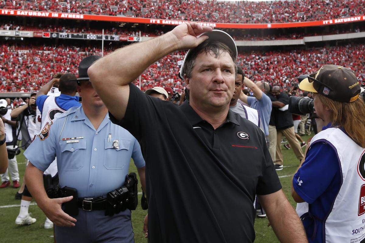 Georgia Coach Kirby Smart left the field after the then-No. 3 Bulldogs were upset by South Carolina 20-17 in double overtime last Saturday at Sanford Stadium.