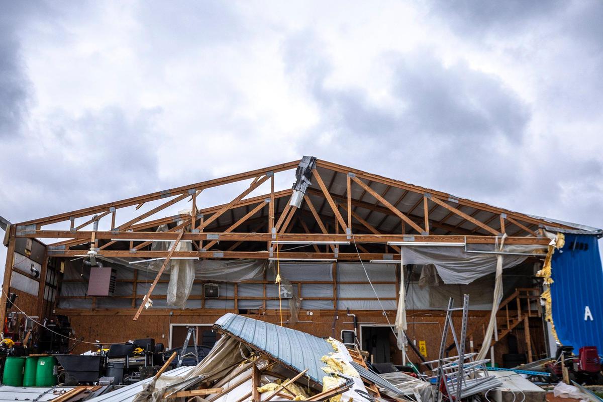 Multiple businesses and buildings in an industrial park off Park Central Avenue in Jessamine County were heavily damaged by high winds on Tuesday, April 2, 2024. The National Weather Service confirmed an EF-1 tornado touched down in the county.