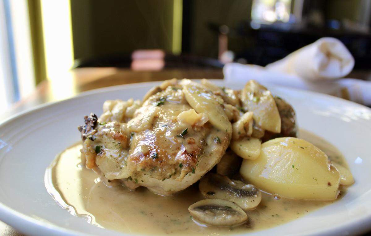 Holly Hill Inn will have Poulet Valee D’Auge – Farmer Joe’s Hen, braised with apples, mushrooms, calvados, cider and cream.