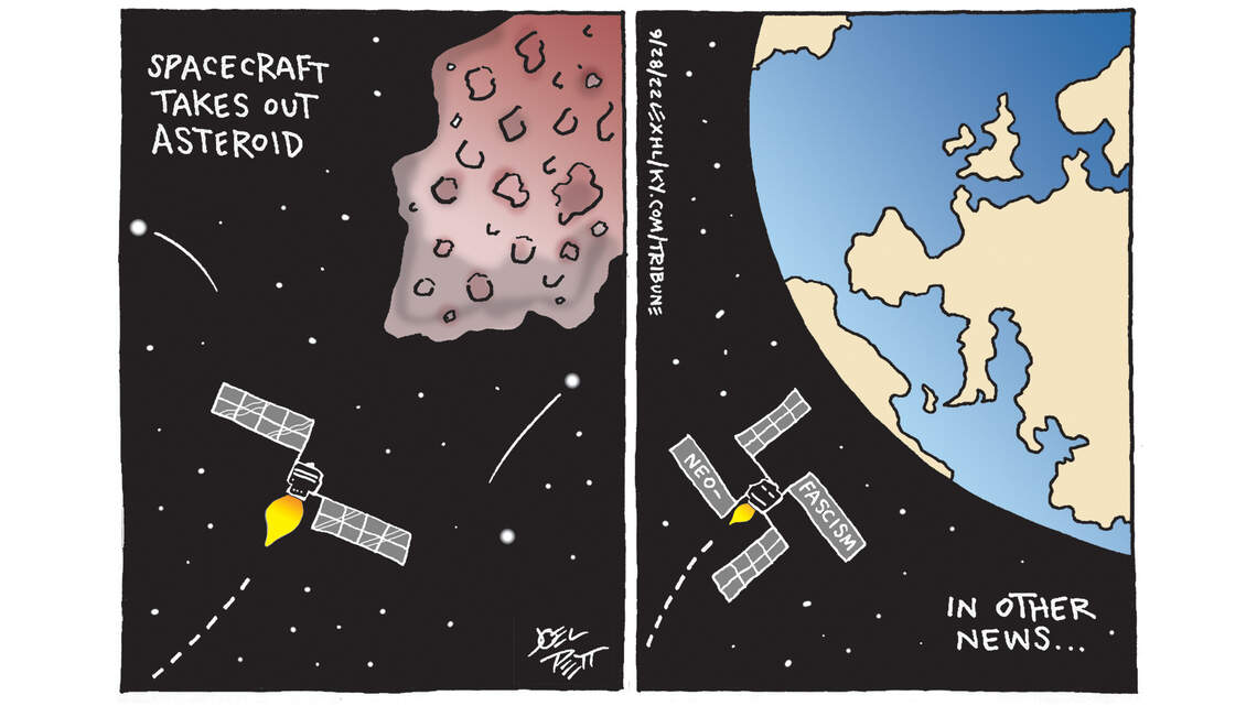 Joel Pett: Heading straight to Earth