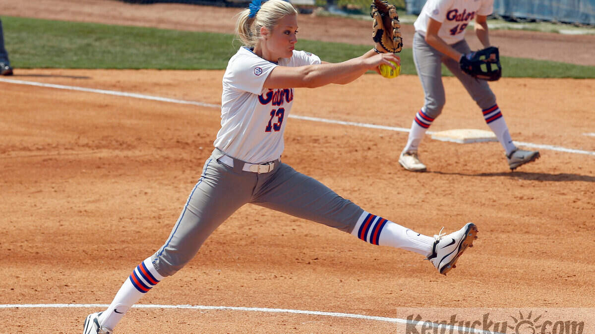 Florida's Hannah Rogers pitched in the top of the second inning against Alabama in the SEC Softball Tournament on Thursday at the University of Kentucky. 