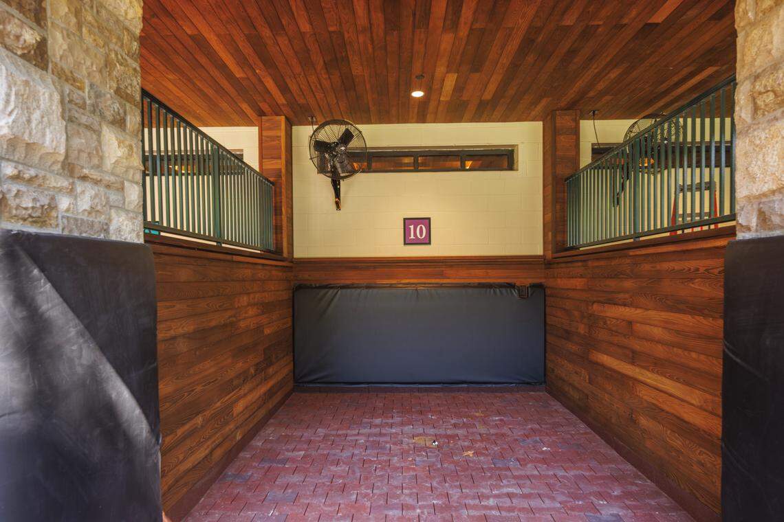 An up-close look at the new saddling stalls at Keeneland, which will be used for the track’s 2025 Fall Meet.