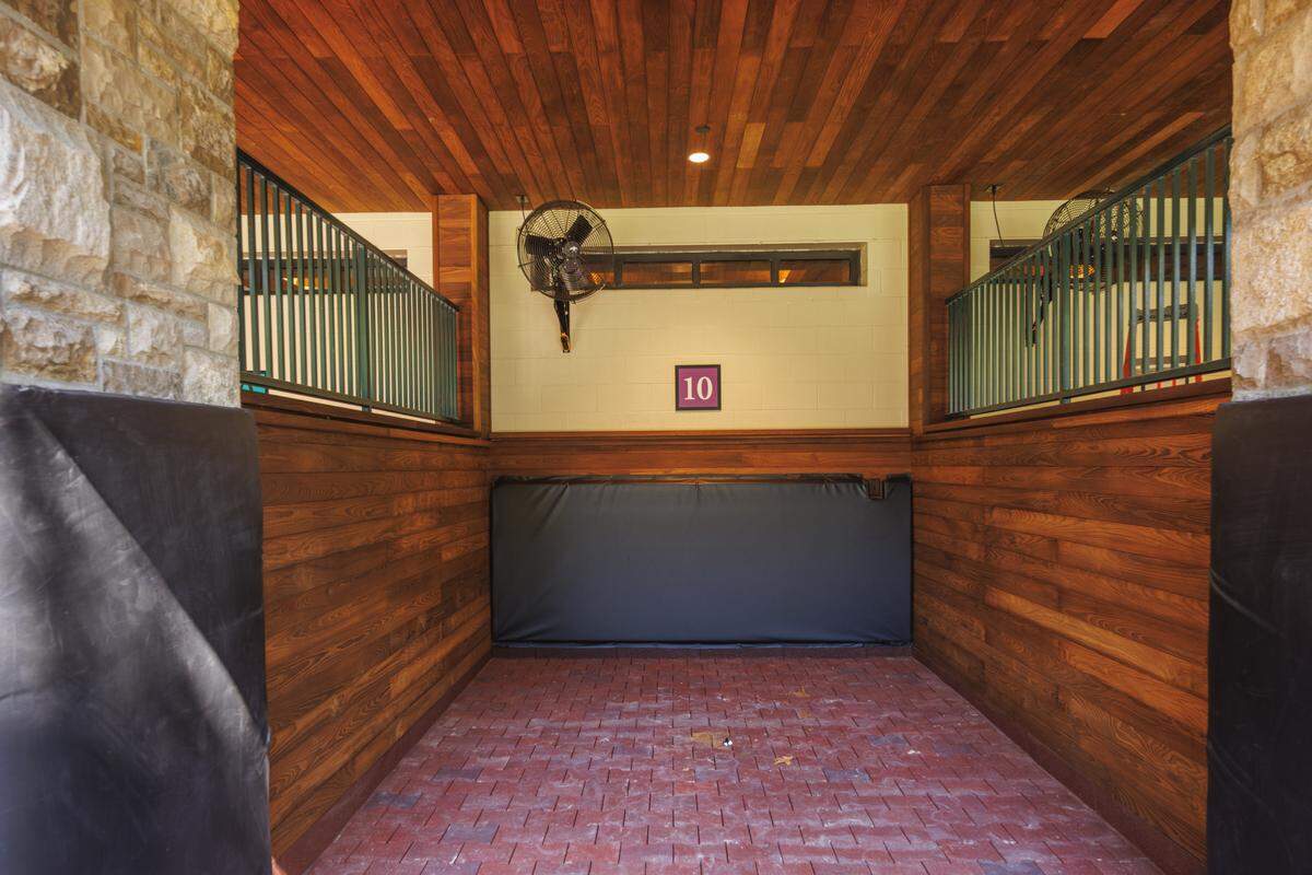 An up-close look at the new saddling stalls at Keeneland, which will be used for the track’s 2025 Fall Meet.