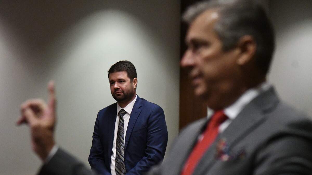 Donald Morgan (left), the attorney representing Kentucky State University which is being sued over the constitutionality of Senate Bill 185; and James Morris, the attorney representing students who sued the university over the bill. They argued over which defendants should be dismissed from the state lawsuit on Wednesday, June 17, 2026, in Franklin County Circuit Court.