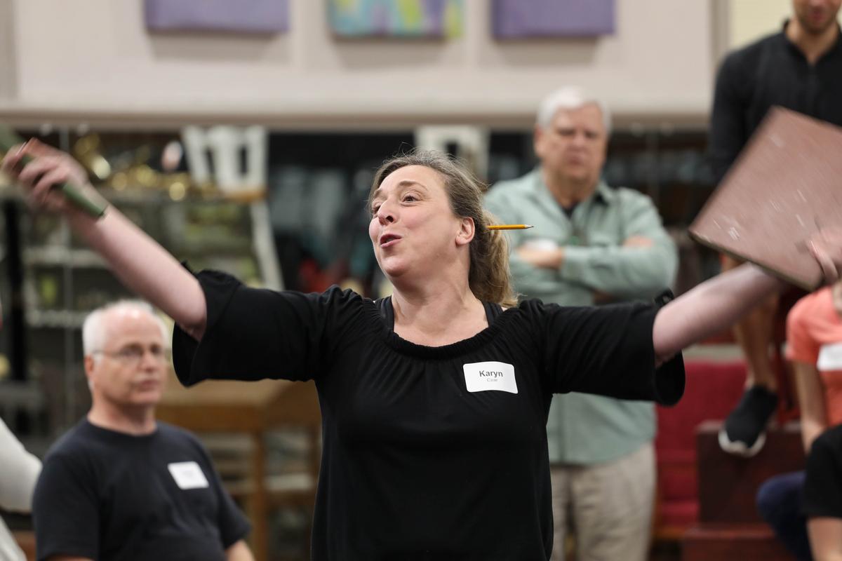 Karyn Czar performs a scene as Eulalie MacKecknie Shinn in "The Music Man."