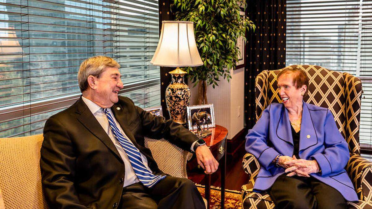 Luther Deaton, chairman/president and CEO of Central Bank, and Joan Kincaid, owner of Central Bank. On February 17, 2022, Central Bank announced a $10 million donation to UK HealthCare to expand services offered by the Markey Cancer Center.
