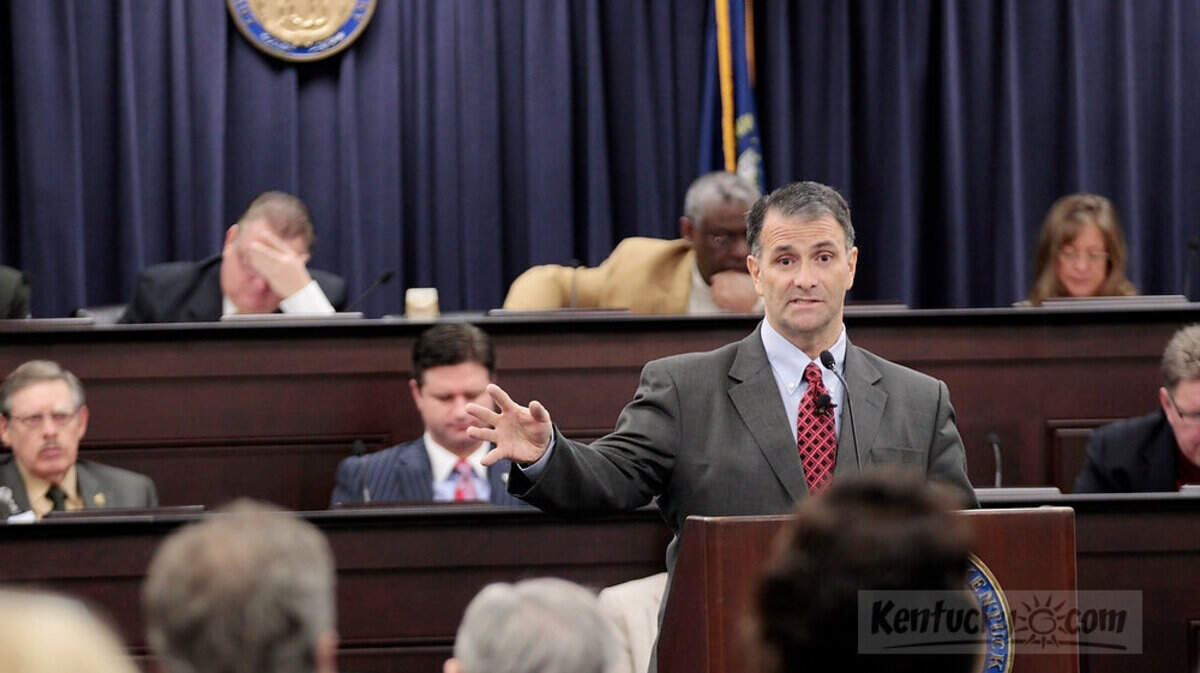 Disgraced Washington lobbyist Jack Abramoff spoke to Kentucky state lawmakers during annual ethics training at the Capitol Annex, in Frankfort, Ky., on Jan. 4, 2012. Abramoff, convicted of conspiracy, fraud, and tax evasion in 2006, discussed his current views on lobbying and campaign finance.  Photo by Pablo Alcala | Staff