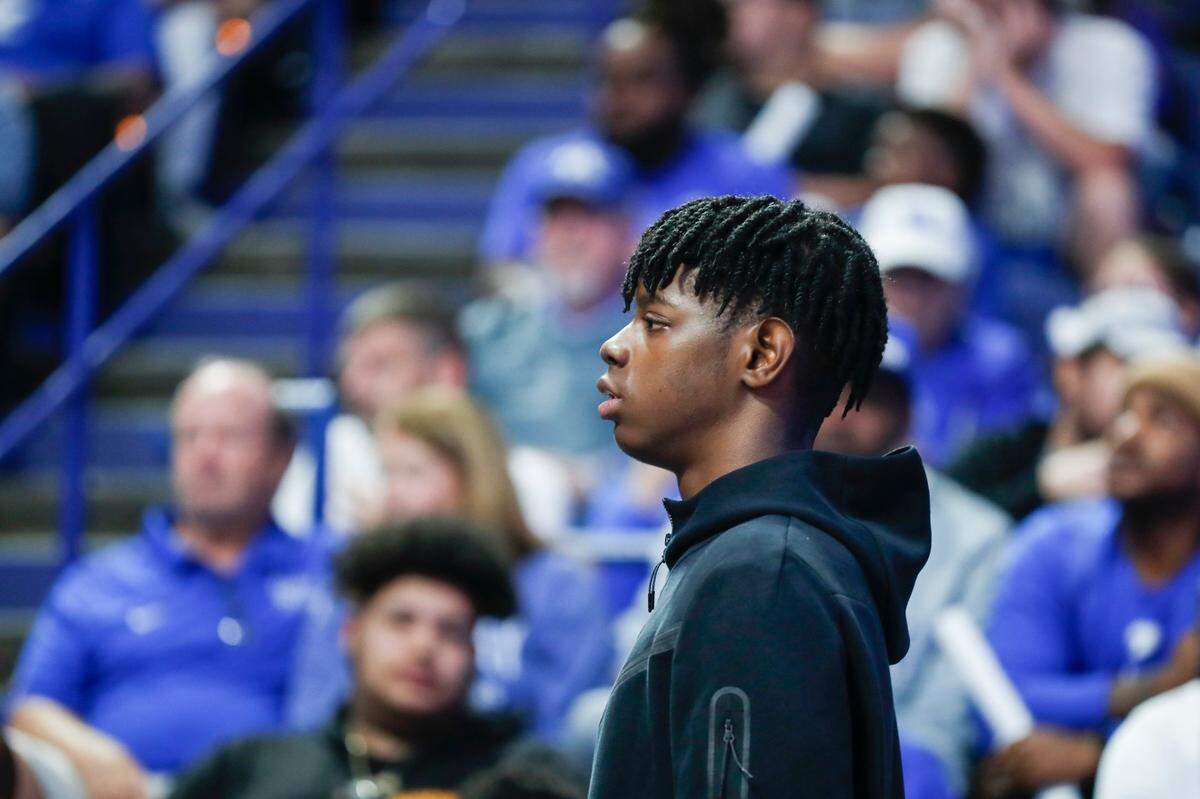 Class of 2025 recruit Caleb Wilson attended Big Blue Madness in October 2023 at Rupp Arena.