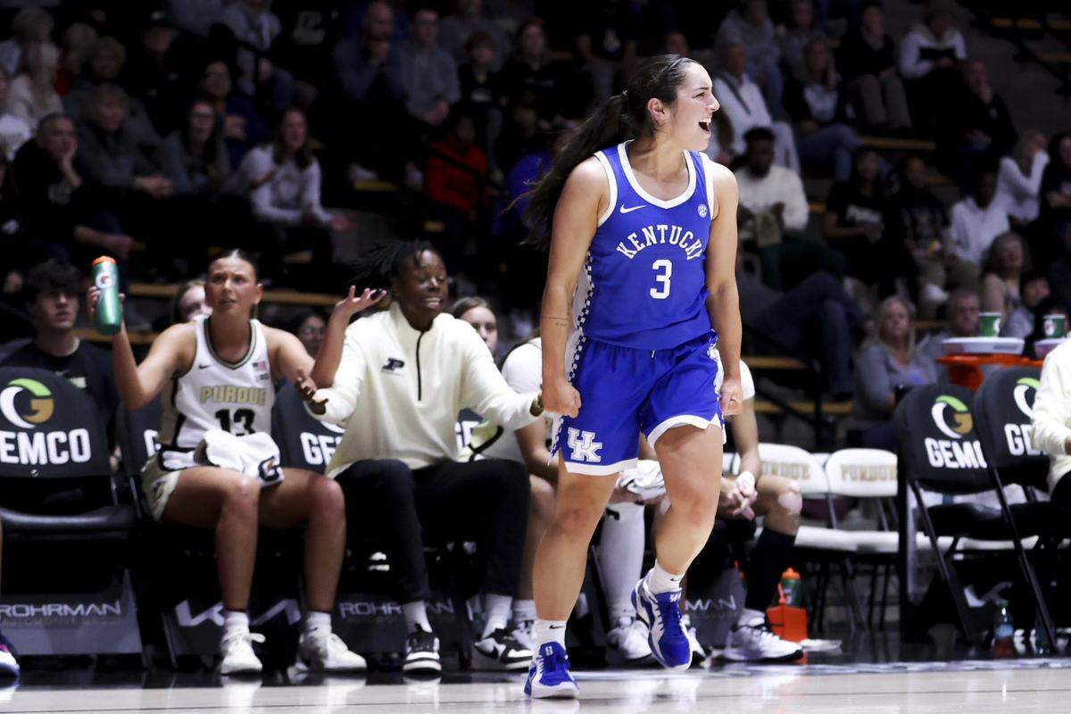 Kentucky’s Georgia Amoore’s 21 points included the 2,000th of her career during the Wildcats’ win against Purdue on Saturday in West Lafayette, Indiana.