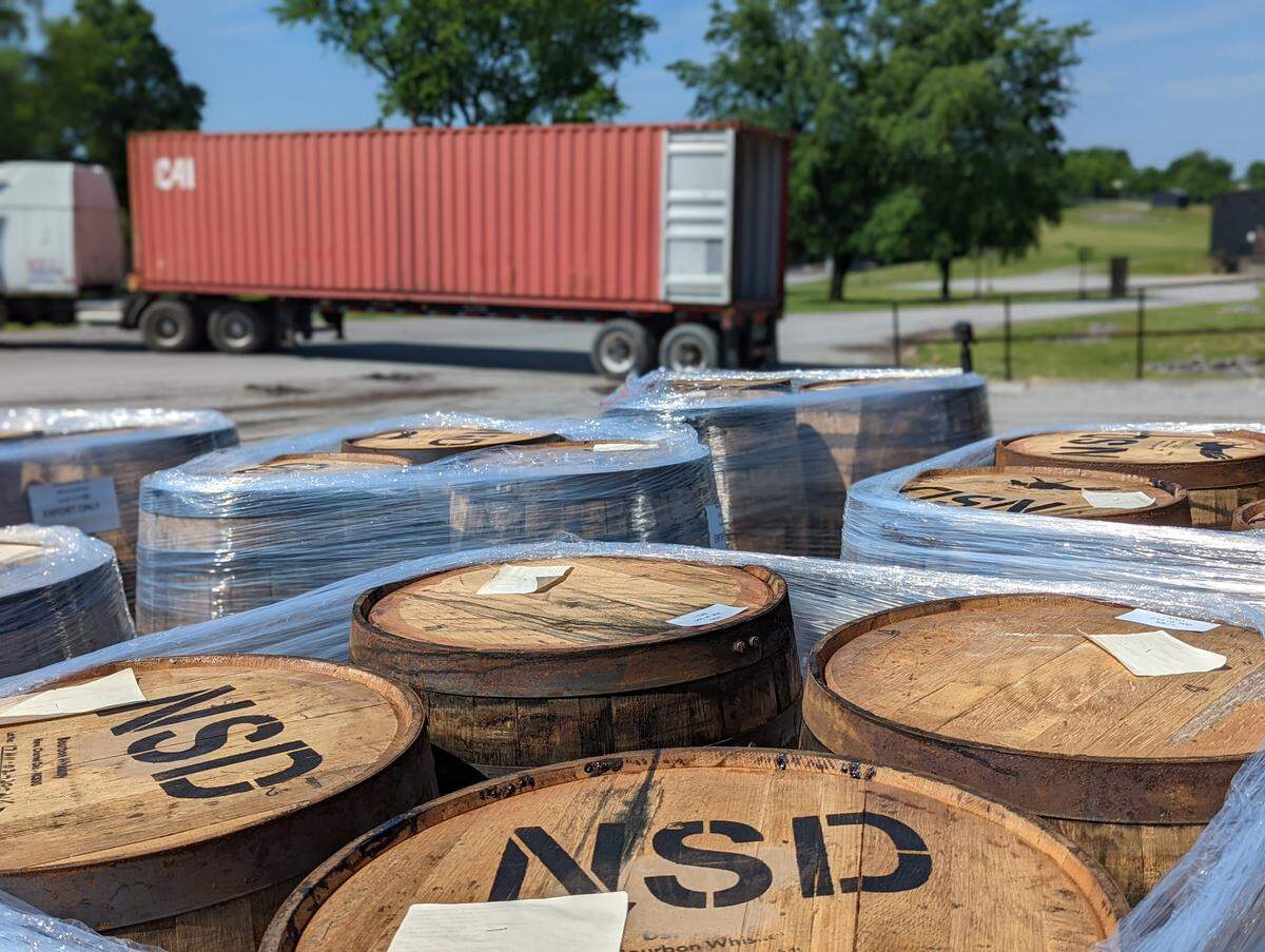 Barrels of Kentucky bourbon were shipped over to England, then aged at the White Peak Distillery in Derbyshire before being bottled. The resulting bourbon now has been shipped back the Kentucky for sale.