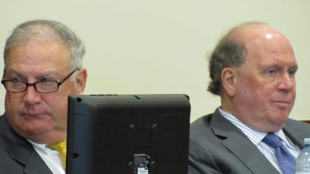 Pike Circuit Judge Steven Combs, left, attended a hearing with his lawyer, Richard Getty.