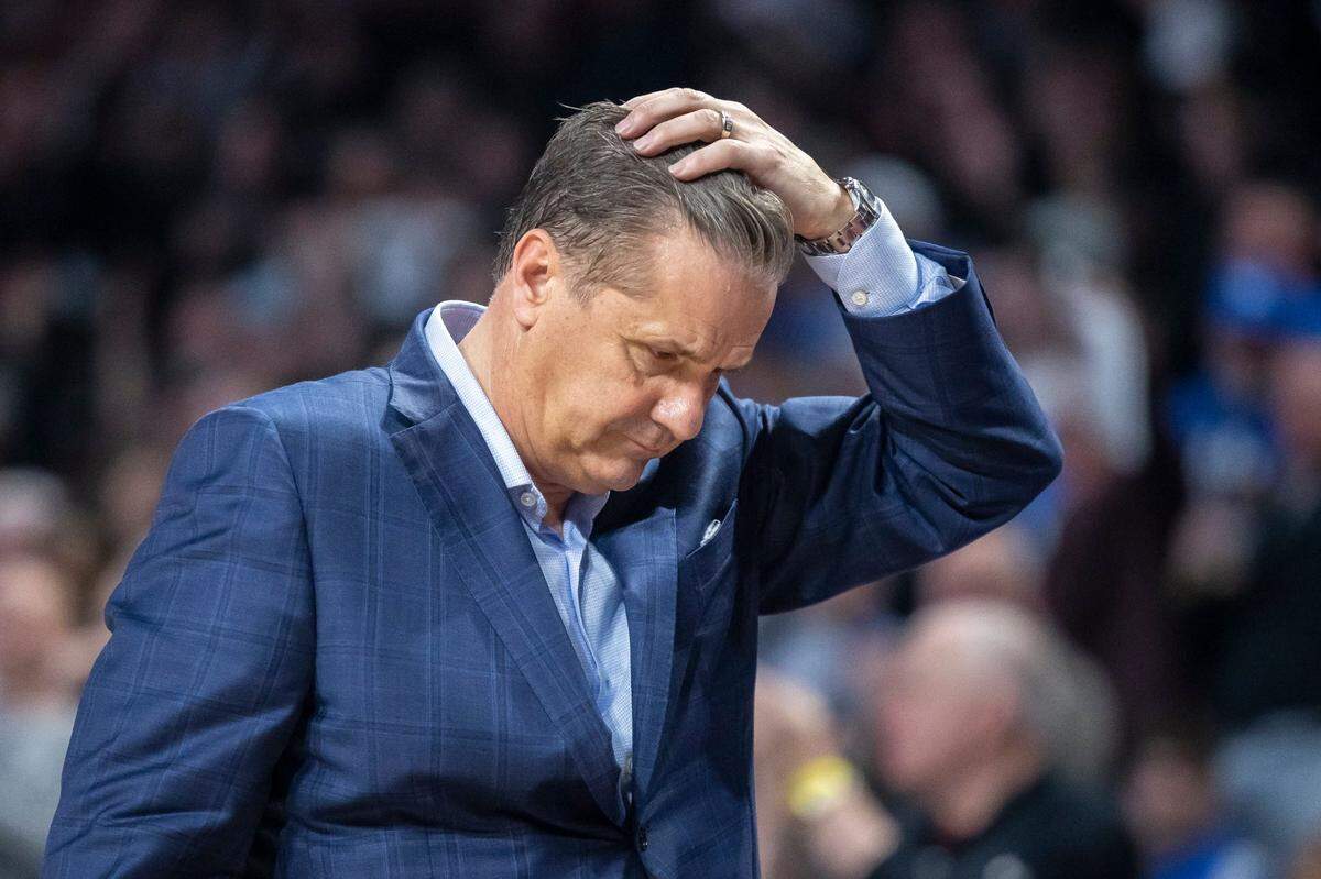 Kentucky head coach John Calipari reacts during Tuesday’s game against South Carolina at Colonial Life Arena in Columbia, S.C.
