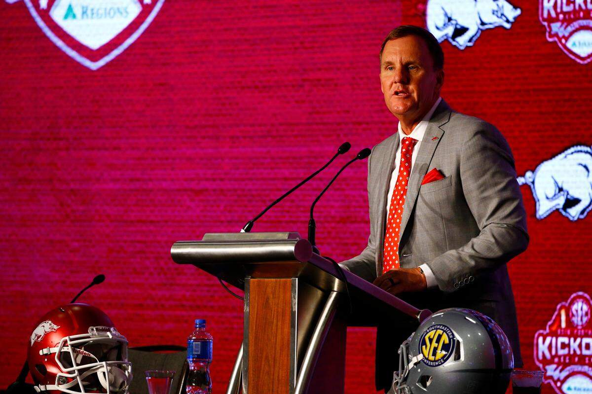 Arkansas Coach Chad Morris went 2-10 last season in his first year as boss Hog.