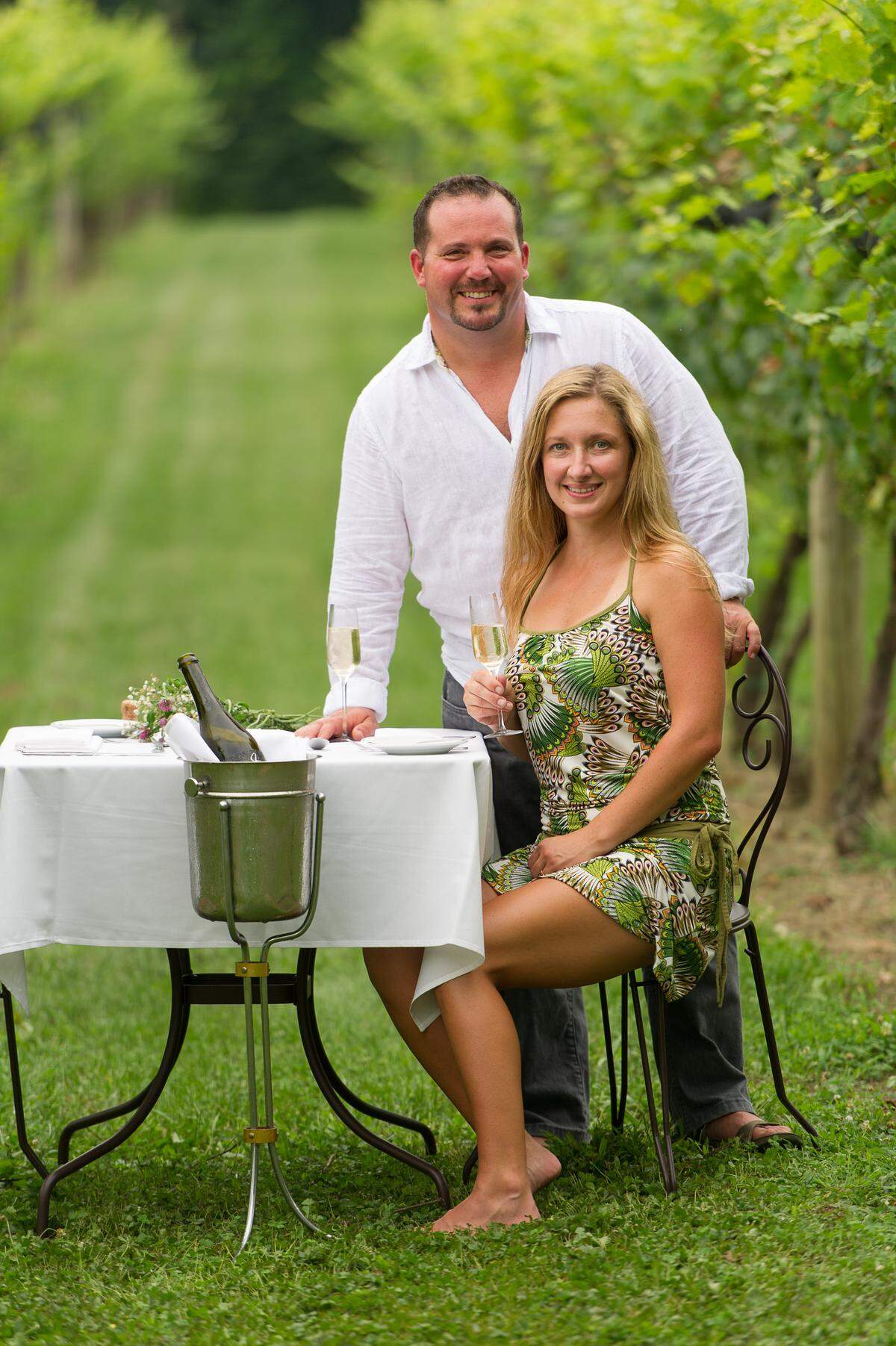 Jean Farris Winery owners Jeanie and Ben O’Daniel in their vineyard in 2014. Ben O’Daniel died in 2016.