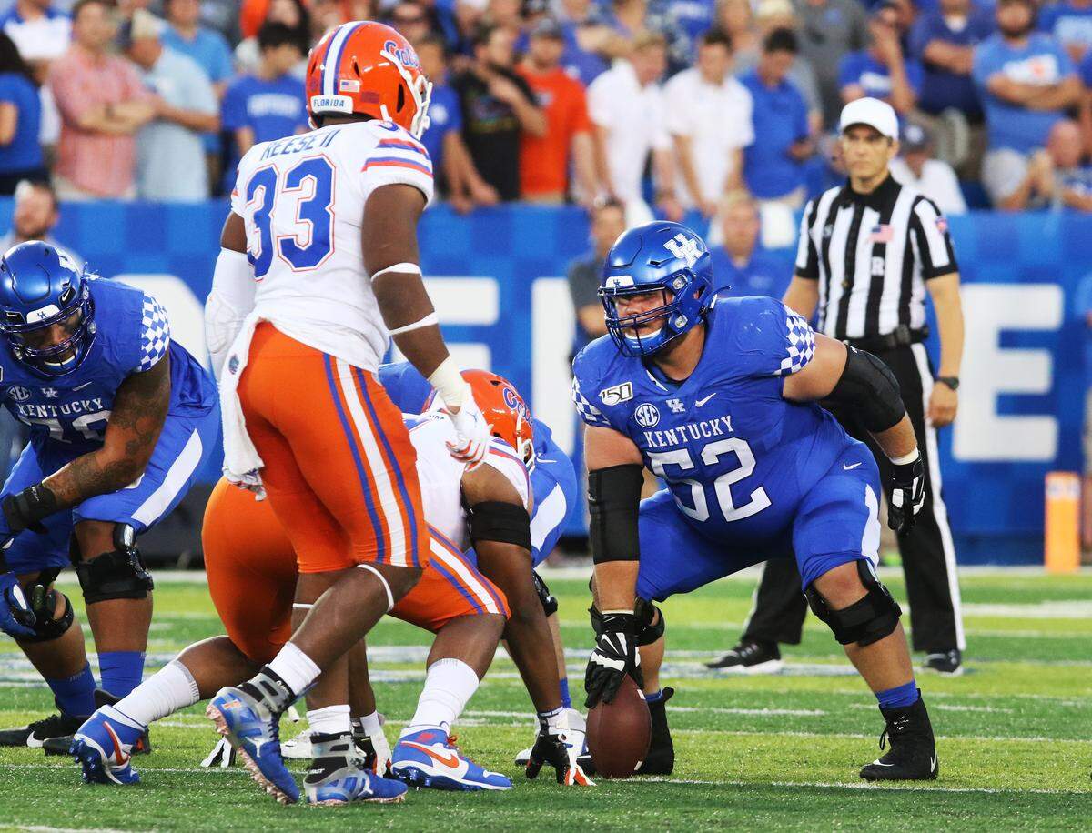 Kentucky center Drake Jackson, the former Woodford County High School star, has started 25 consecutive games for UK.