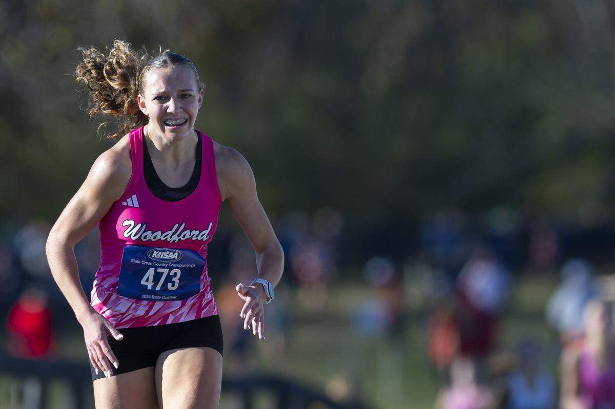 Woodford County’s Addison Moore won the Class 3A girls state cross country title Saturday at the Kentucky Horse Park.