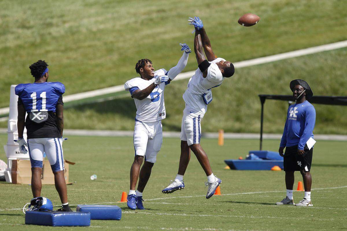 Cornerbacks Lonnie Johnson, left, and Derrick Baity are trying to do the little things that helped UK be one of the best passing defenses in the SEC two seasons ago.