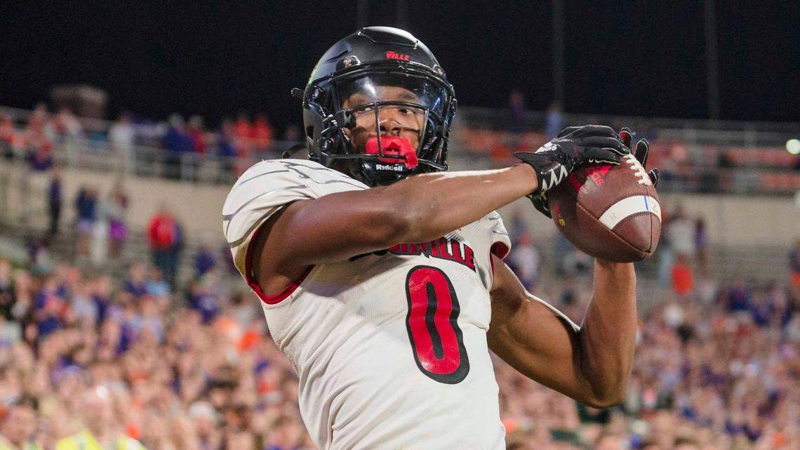 Louisville wide receiver Tyler Hudson caught 11 passes for 163 yards in the Cardinals’ 31-16 loss at No. 8 Clemson.