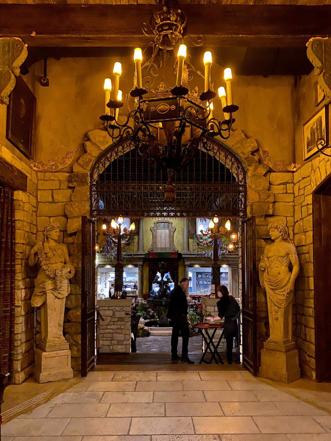 The entry to Grassa Gramma, an Italian restaurant in the the Holiday Manor Shopping Center on Louisville’s northeast side.
