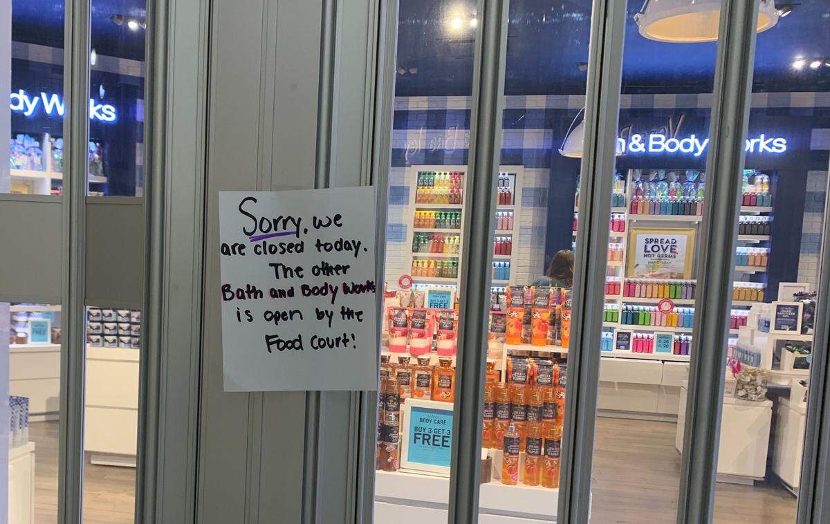 One of the Bath & Body Works stores in the Fayette Mall was closed Monday after a homicide near the store. The rest of the mall reopened Monday after the Sunday shooting.