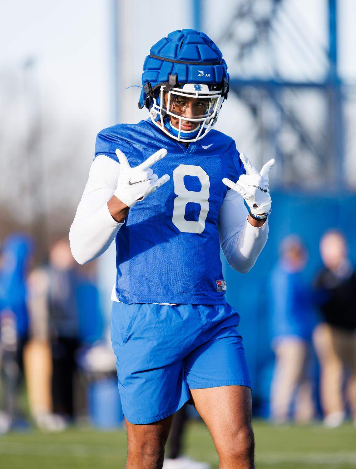 “He can’t get enough good reps,” UK offensive coordinator Liam Coen said of tight end Izayah Cummings. “He’ll absolutely be in a position to compete for that same type of role that he had (in 2021), and then also expand upon that role.”