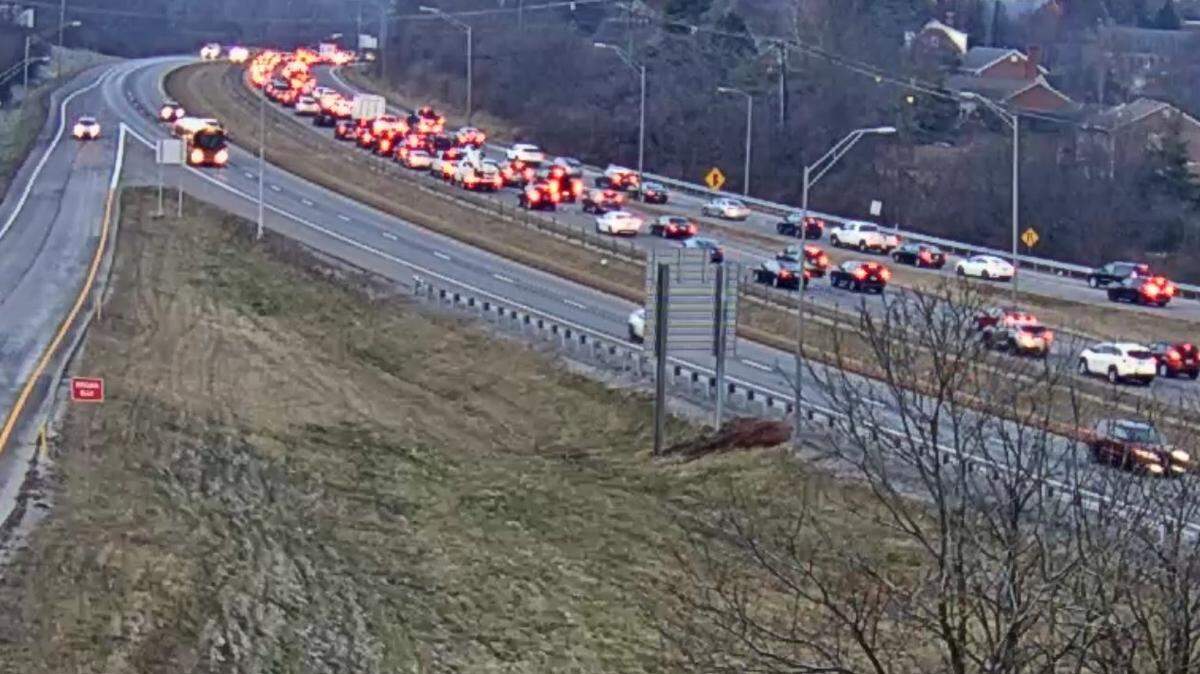 A four-vehicle collision on New Circle Road in Lexington, Ky. created traffic backup on Feb. 2, 2023.