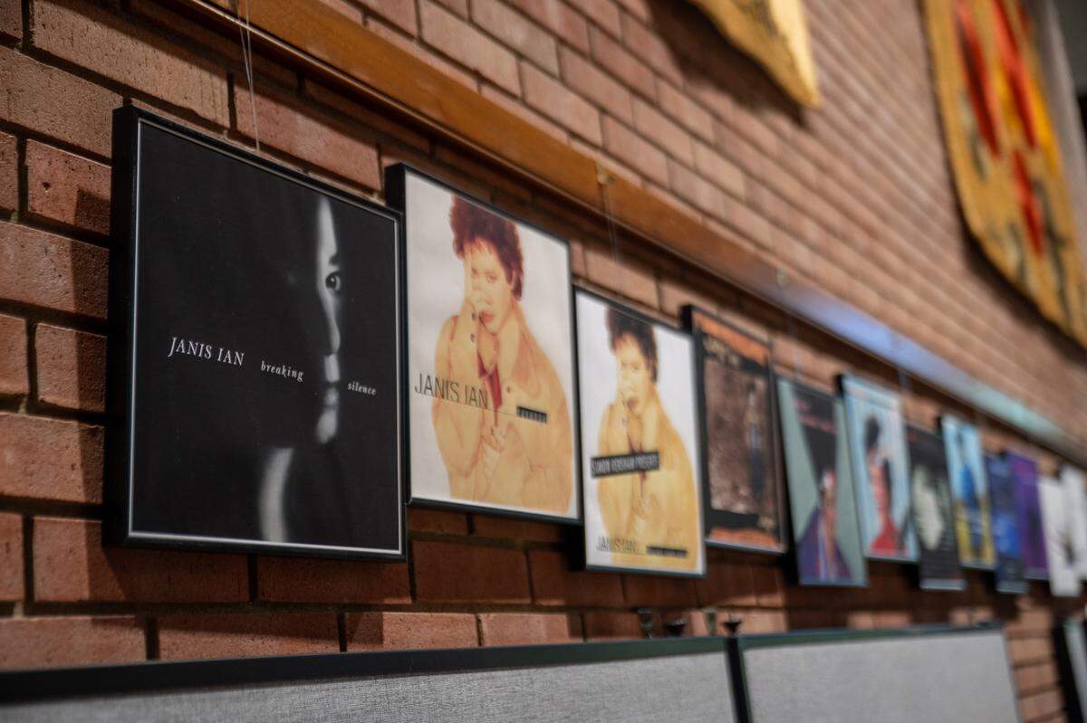 Albums by singer/songwriter Janis Ian hang in the new archive exhibit at Berea College.