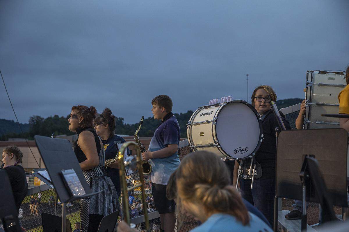 Members of the Knox Central pep band watch Friday’s game.