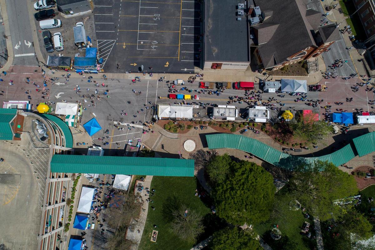People fill downtown Pikeville, Ky., during Hillbilly Days on Saturday, April 23, 2022. This marked the first time the event was held since 2019.