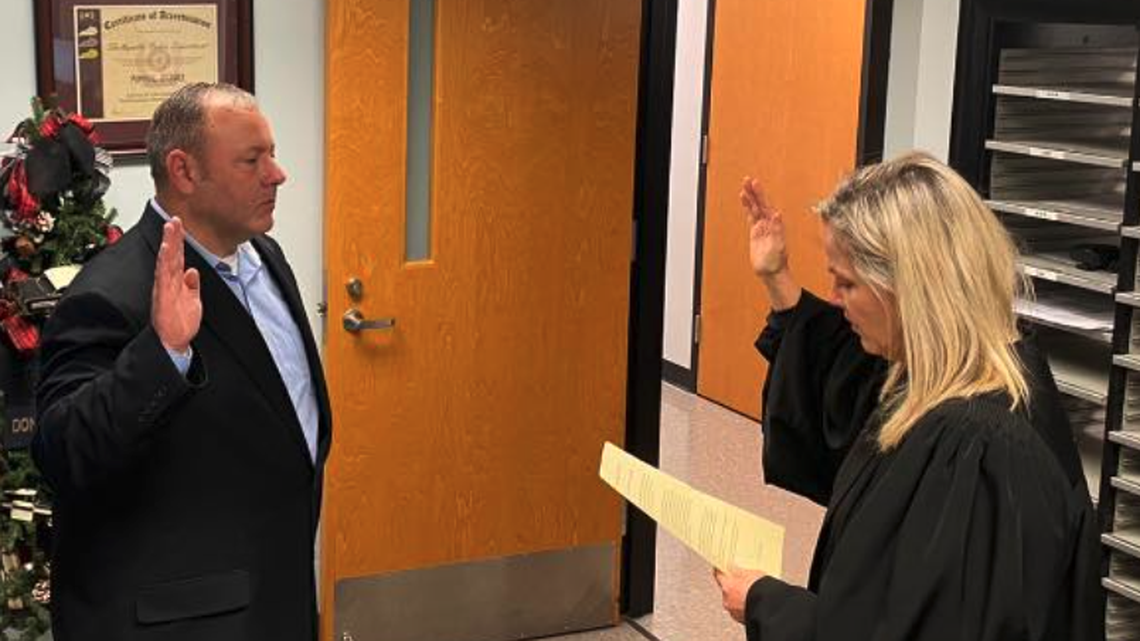 Thomas Elmore, left, was sworn in with the Shelbyville Police Department in December. He was killed in a hit-and-run on Tuesday, Aug. 23.