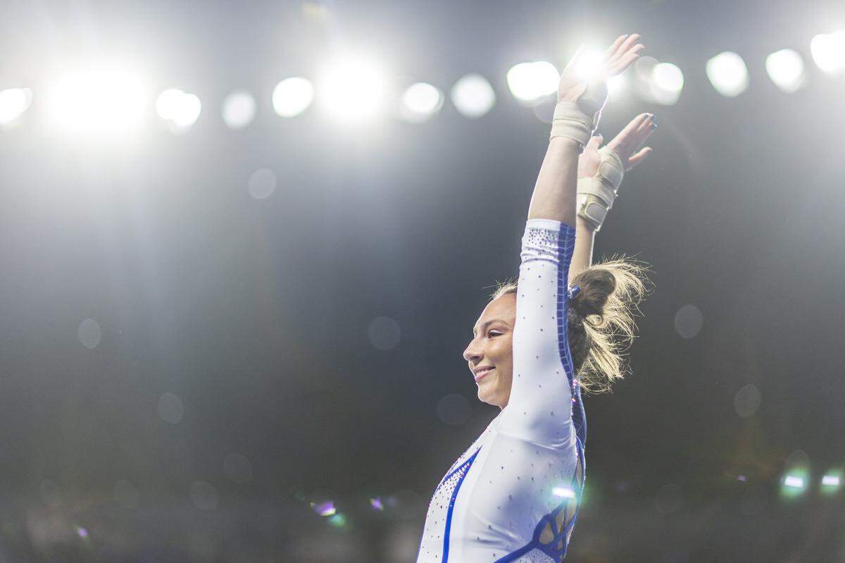 Kentucky’s Skylar Killough-Wilhelm won the all-around competition during the Wildcats’ annual Excite Night meet with a score of 39.400.