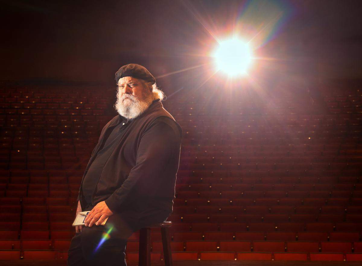 Walter Tunis, on the stage of the Singletary Center for the Arts on the University of Kentucky campus, May 21, 2026, where 45 years ago he covered a Don McLean concert, his first review for the Lexington Herald-Leader.