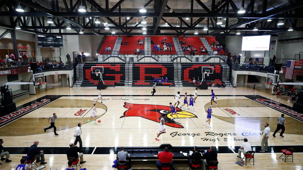 Clark County’s Aden Slone (4) dribbles down court during a game against Montgomery County at George Rogers Clark High School in Winchester, Friday, Jan. 8, 2021. Clark beat Montgomery County 95-79.