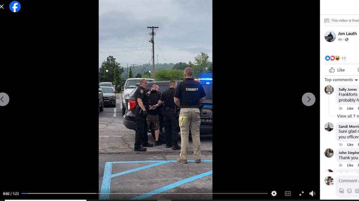 A video shared in the Facebook group Buffalo Trace Daily: What Is Sold Today And Predictions For Tomorrow showed the arrest of a man who is accused of firing a shot at Buffalo Trace Saturday morning, as patrons were gathered for a special bourbon release.