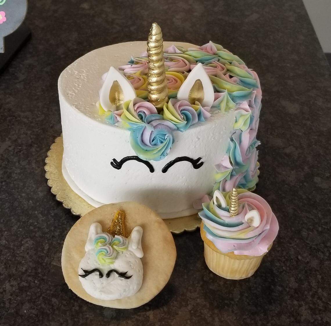 Unicorn dessert cakes as well as cookies and cupcakes from Caramanda’s.