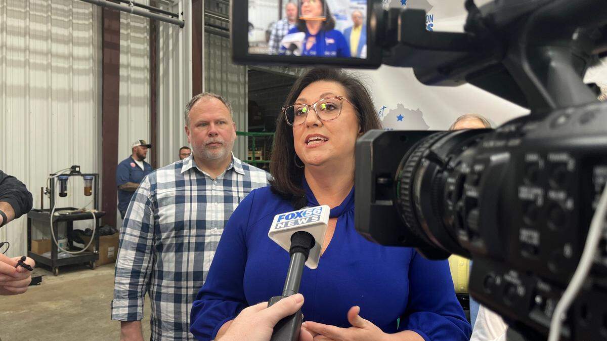 Former Lexington state representative Cherlynn Stevenson takes questions from the press following her launch event for the 6th Congressional District.