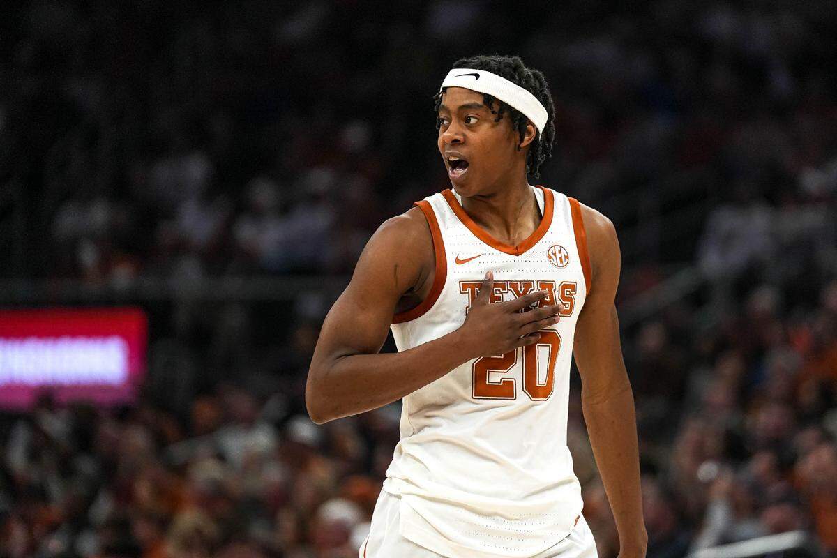 Texas freshman Tre Johnson, a five-star recruit in the 2024 recruiting class, is averaging 19.8 points this season for the Longhorns. Johnson led the SEC in scoring this season.