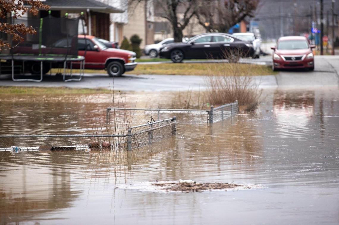 A Paintsville street was flooded Monday.