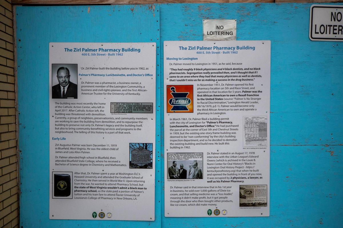The Palmer Building is located at East Fifth and Chestnut streets in Lexington, Ky. The former site of the Catholic Action Center was once owned by Zirl Palmer, who was the first Black man to own a Rexall pharmacy in the United States.