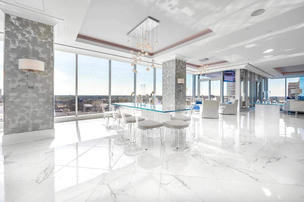 A view of the dining area at 103 South Limestone No. 1150. This nearly 6,000 square foot condominium in downtown Lexington’s City Center has marble flooring all throughout and other high-end features. It’s currently for sale for $5 million. Note: Photos used with permission of seller’s representative.