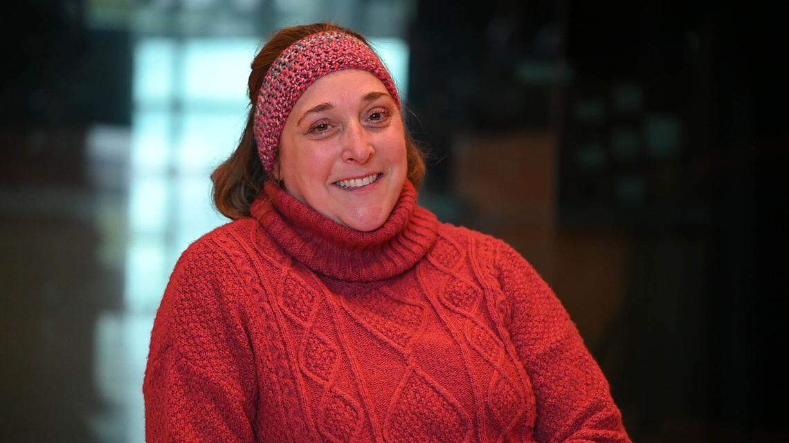 Karyn Czar, an anchor and reporter and Lexington stage performer, photographed in the studios of WUKY 91.3-FM in Lexington, Kentucky on Feb. 10, 2023.