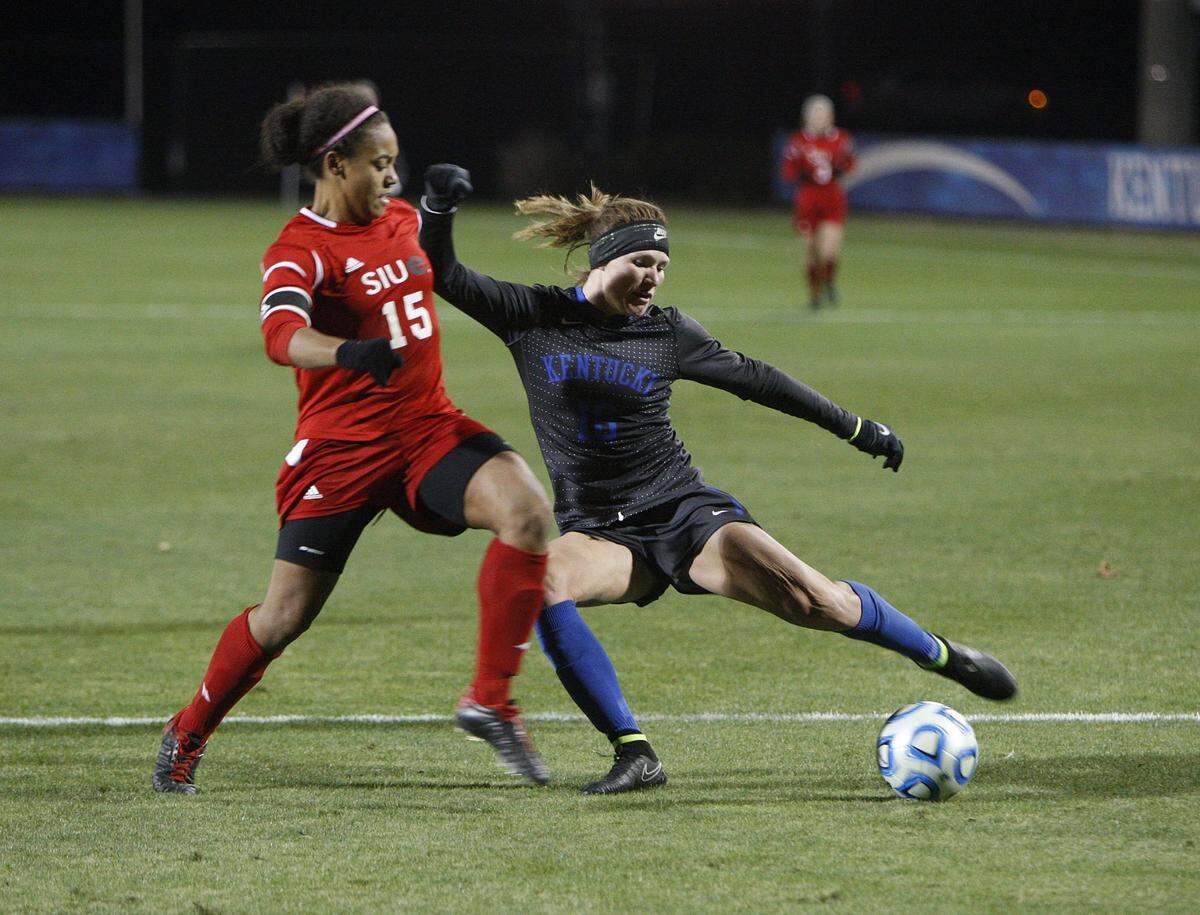 After a legendary career as a Kentucky Wildcat, Arin Wright (nee Gilliland), right, stands third all-time at UK in both career assists and games played and fourth in goals. She is Kentucky’s all-time leader in game-winning scores and led UK to its first trip to the NCAA Tournament round of 16.